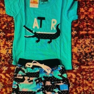 Kids Alligator Print Pajama Pants - Blue & Teal